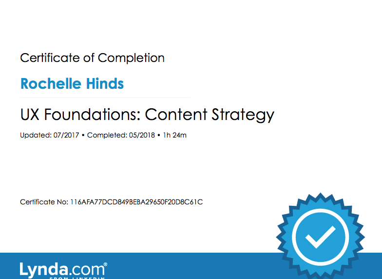 Lynda Certificate of Completion